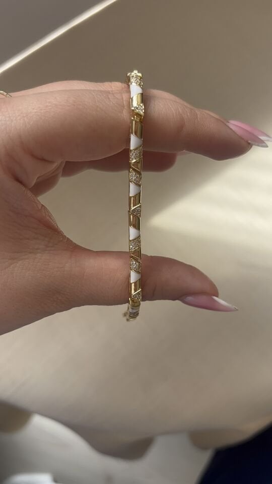 Gold Özel Seri Beyaz Mineli Geometrik Xuping Bileklik