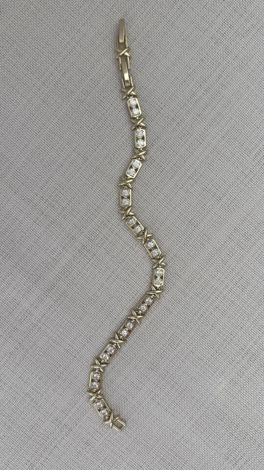 14K Gold Kaplama X Detaylı Zirkon Taşlı Xuping Bileklik