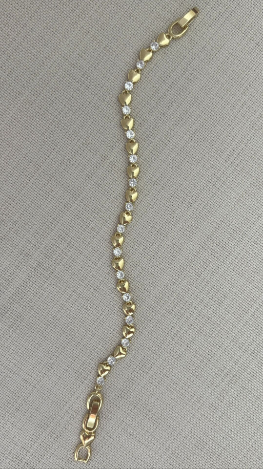 14K Gold Kaplama Minimal Kalp Detaylı Zirkon Taşlı Kadın Xuping Bileklik