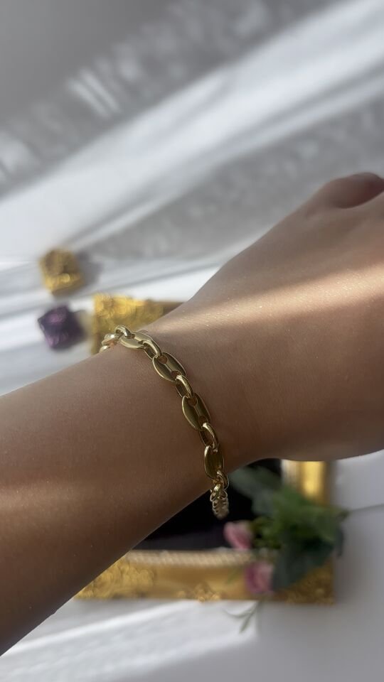 Gold Oval Düğme Model Zincir Kadın Xuping Bileklik