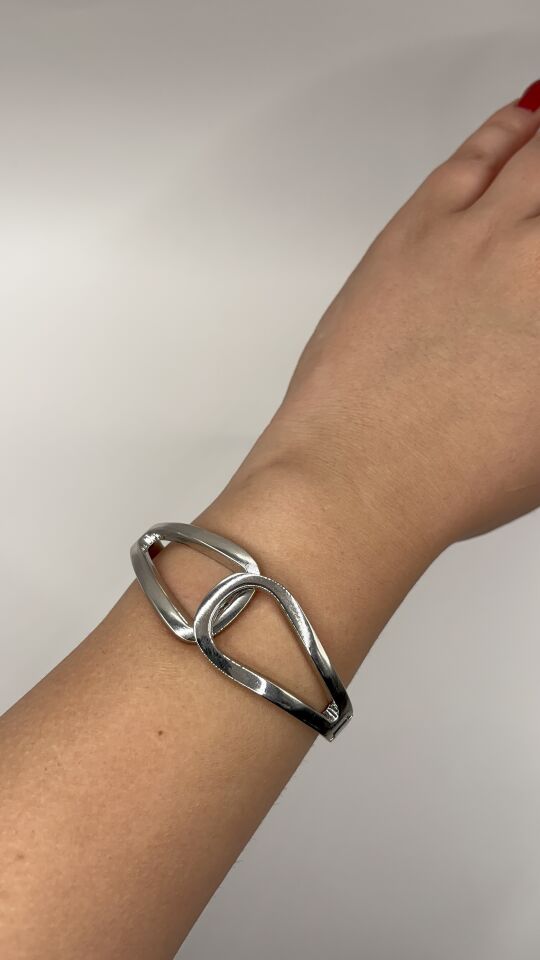 Silver Renk Minimal Geometrik Kadın Kelepçe Bileklik