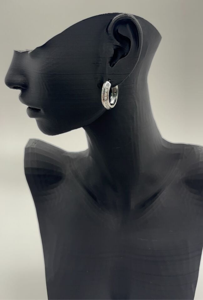 Silver Zirkon Taşlı Halka Küpe
