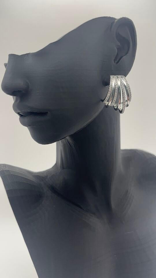 Modern Zirkon Silver Halka Küpe