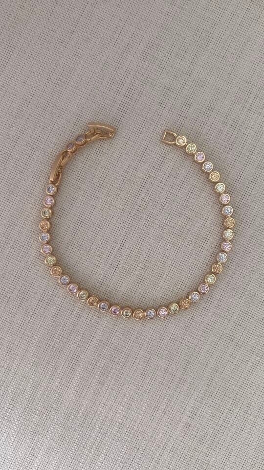 Rose Gold Soft Renkli Zirkon Taş Su Yolu Bileklik Xuping