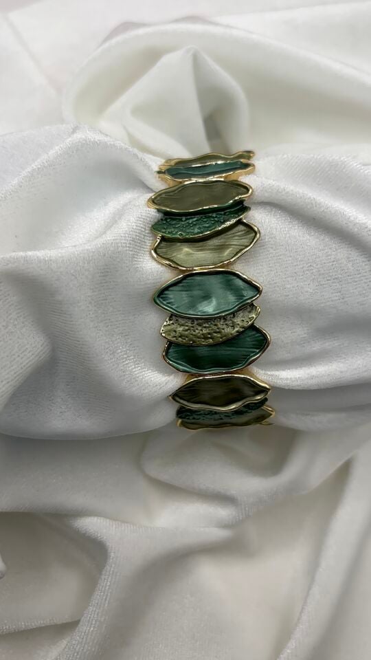 Emerald Yeşil Gold Mineli Kadın Lastikli Bileklik