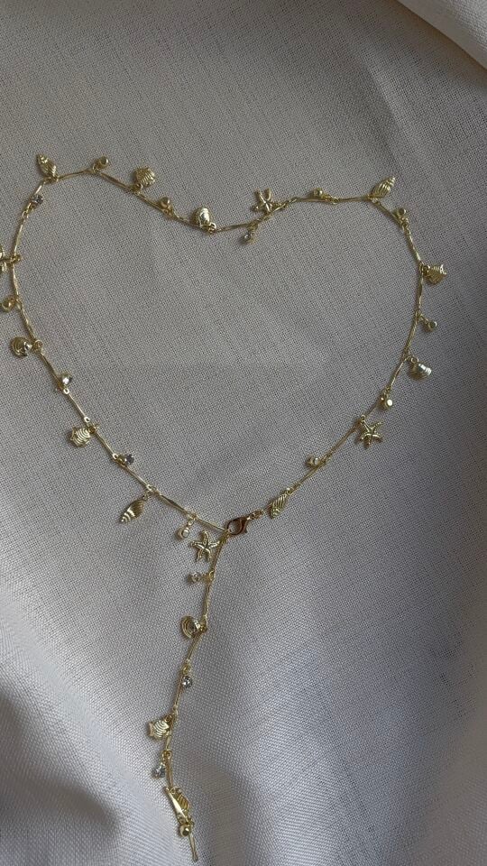 Gold Deniz Temalı Charm Y Kolye