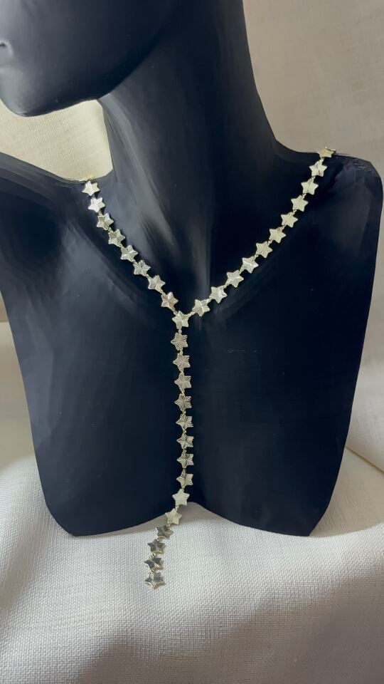 Gold Plaka Y Model Yıldız Kolye