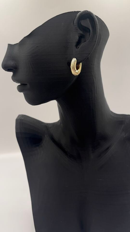 Minimal Gold Zirkon Taşlı Halka Küpe