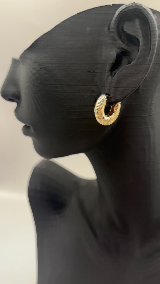 Minimal Gold Zirkon Taşlı Halka Küpe