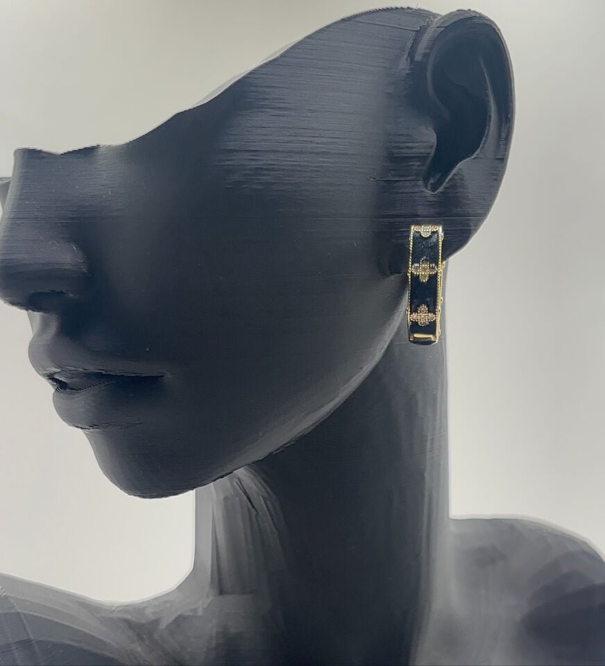 Siyah Gold Halka Kadın Küpe
